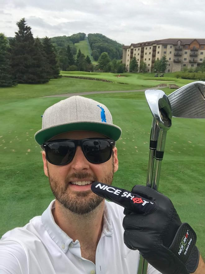 Nice Shot The Bird Men's Golf Glove in Black Cabretta Leather - Image 4