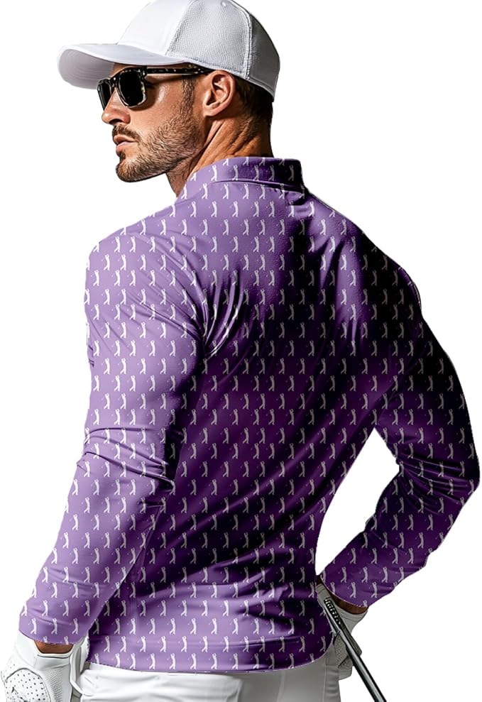 Men's Long Sleeve Golf Shirt Quick Dry 3 Button Work Fishing Outdoor Casual - Image 2