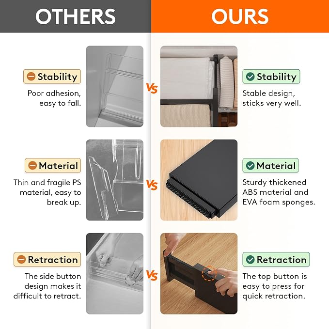 Lifewit 6 Pack Drawer Dividers 4" High, 11-17" Adjustable Drawer Organizers - Image 4