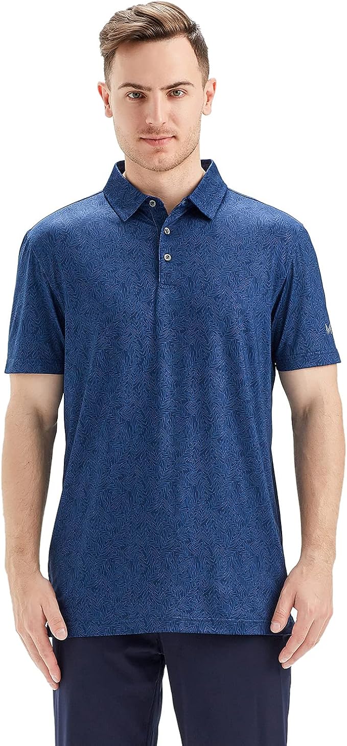 Golf Shirts for Men Dry Fit Short Sleeve Print Performance Moisture Wicking - Image 2