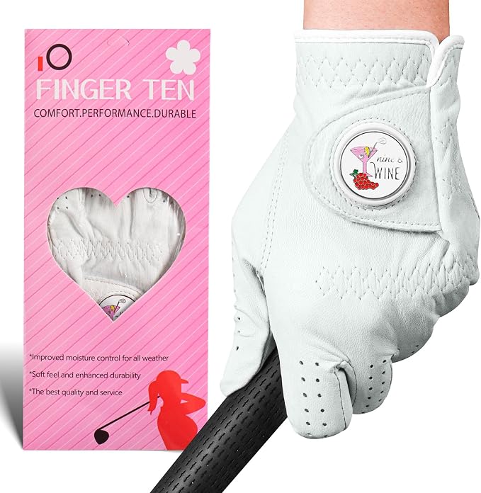 FINGER TEN Golf Gloves Women All Premium Cabretta Leather 1 Pack, Soft by FINGERTENSport