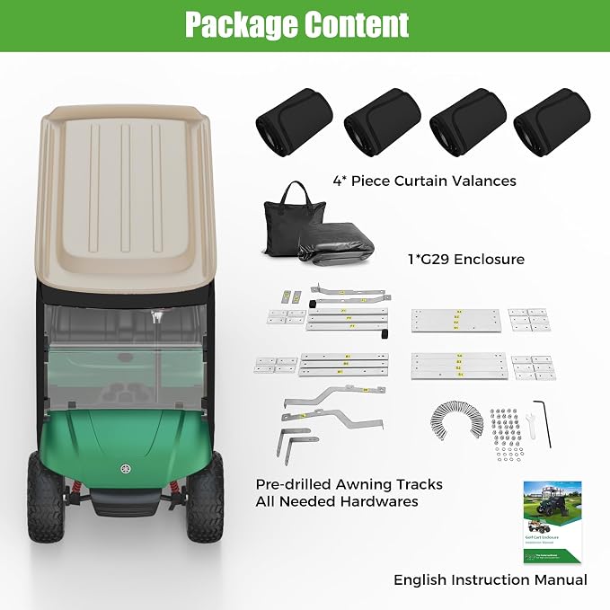 10L0L 3-Sided Track Style Golf Cart Enclosure fit 2 Passenger Yamaha G29 Drive - Image 8