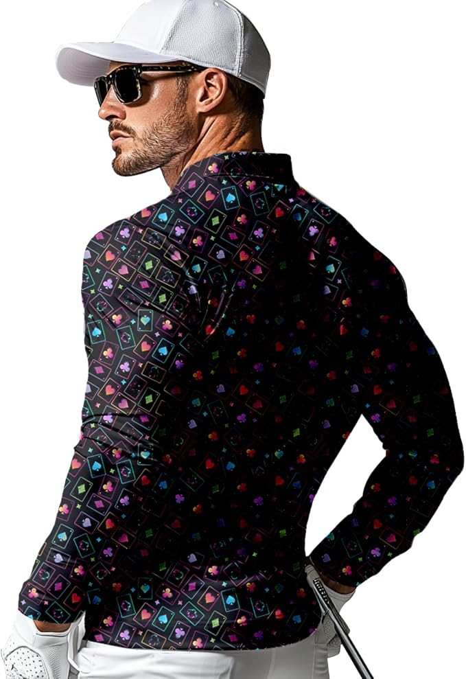 Men's Long Sleeve Golf Shirt Quick Dry 3 Button Work Fishing Outdoor Casual - Image 2