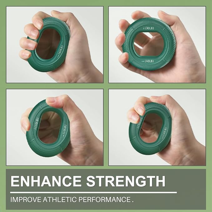 LEZER Hand Grip Strengthener, Finger Exerciser, Forearm Ring, Silicone Squeezer - Image 3