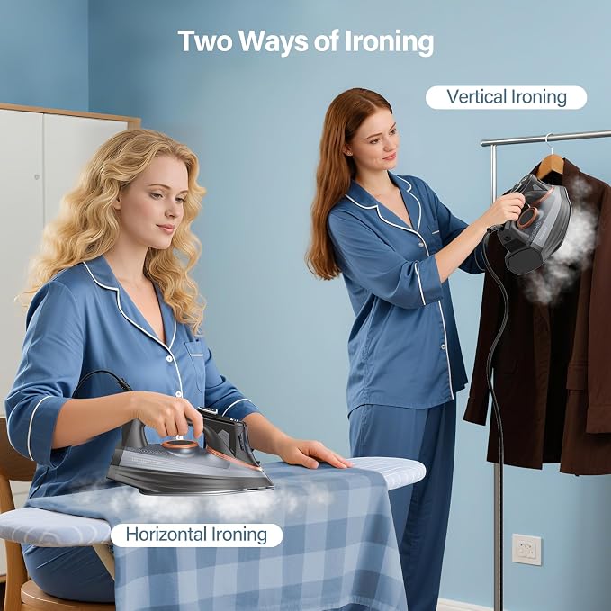 Steam Iron for Clothes with LCD Screen, 1700W Iron Non-Stick Ceramic Soleplate - Image 8