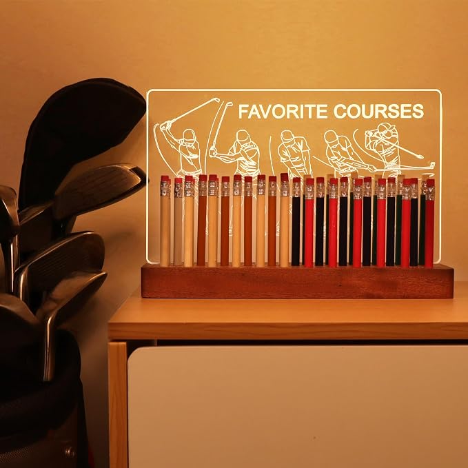 Light Up Golf Pencil Display Case, Wooden Acrylic Accessories - Image 2
