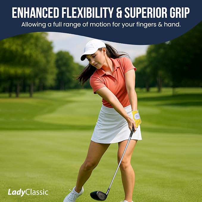 Mesh Half Golf Glove for Women – Premium Cabretta Leather Palm, Breathable Mesh - Image 6