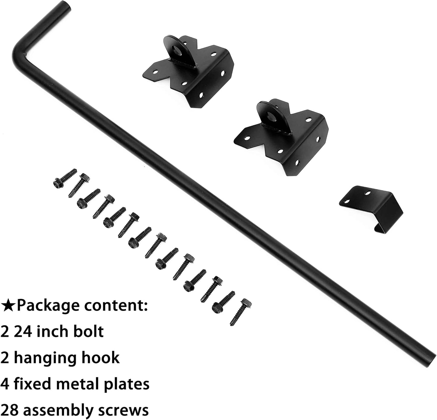 Heavy Duty 24 inch Cane Bolt Drop Rod Gate Drop Pin Steel Material -2 Pack mainly for Double Open Door