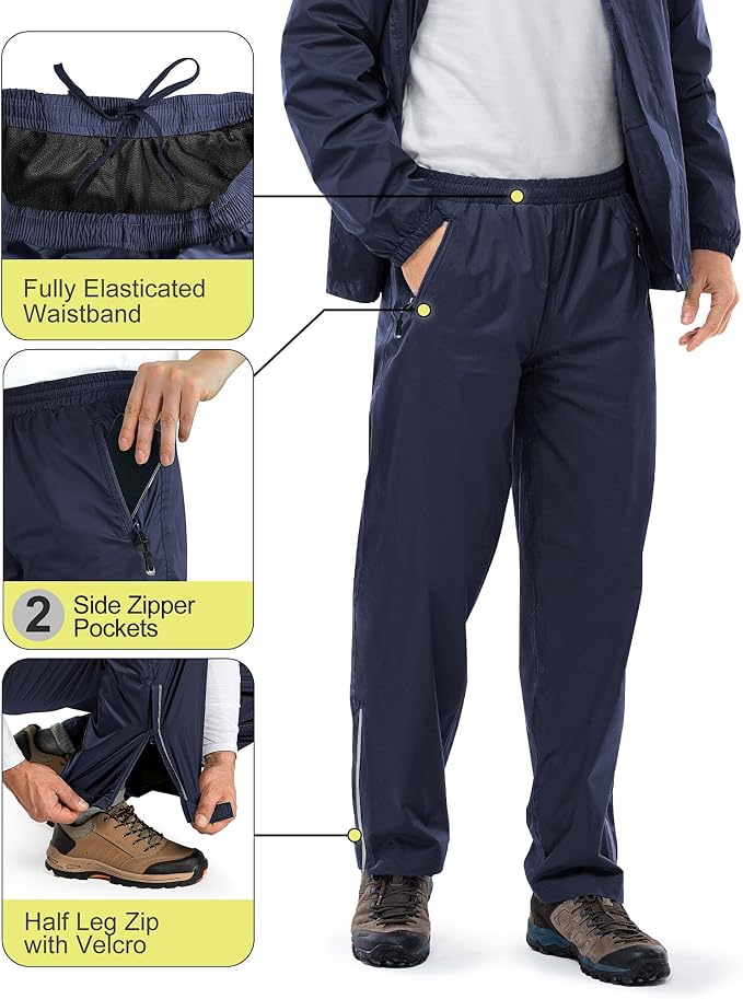 33, 000ft Men's Rain Suit Packable Waterproof Lightweight Rain Gear - Image 4