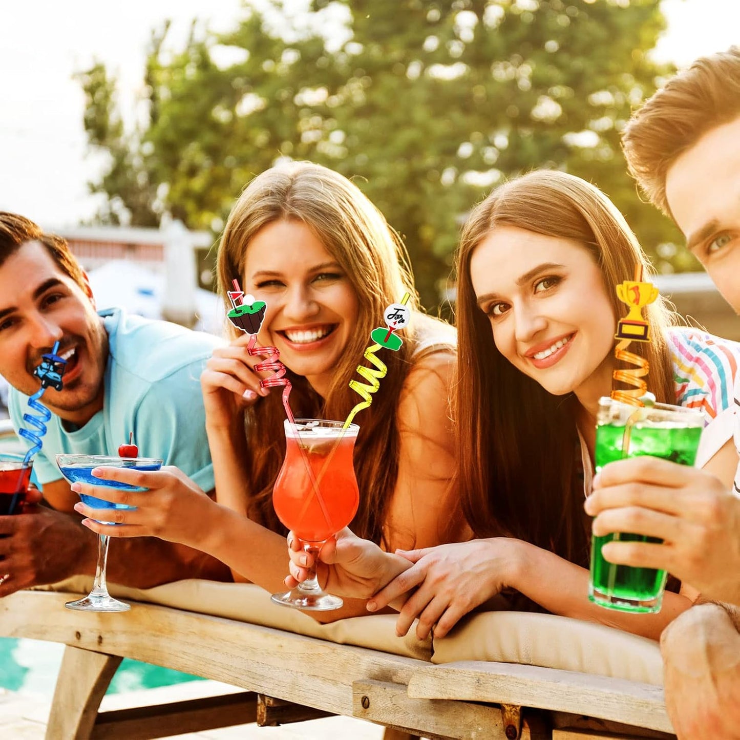 24 Pack Golf Party Decorations Favors Straws Golf Theme Birthday Party Supplies Par Tee Fore Time Decorative PET Drinking Straws Sports Themed Party Decorations for Kids Boys Baby Shower Retirement