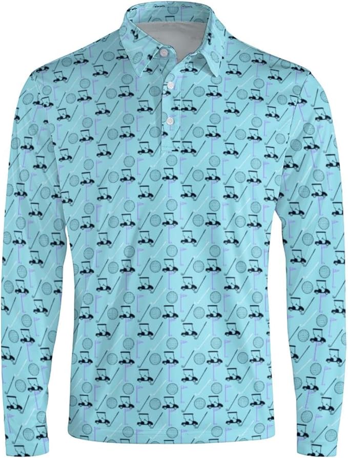 Men's Long Sleeve Golf Shirt Quick Dry 3 Button Work Fishing Outdoor Casual - Image 3