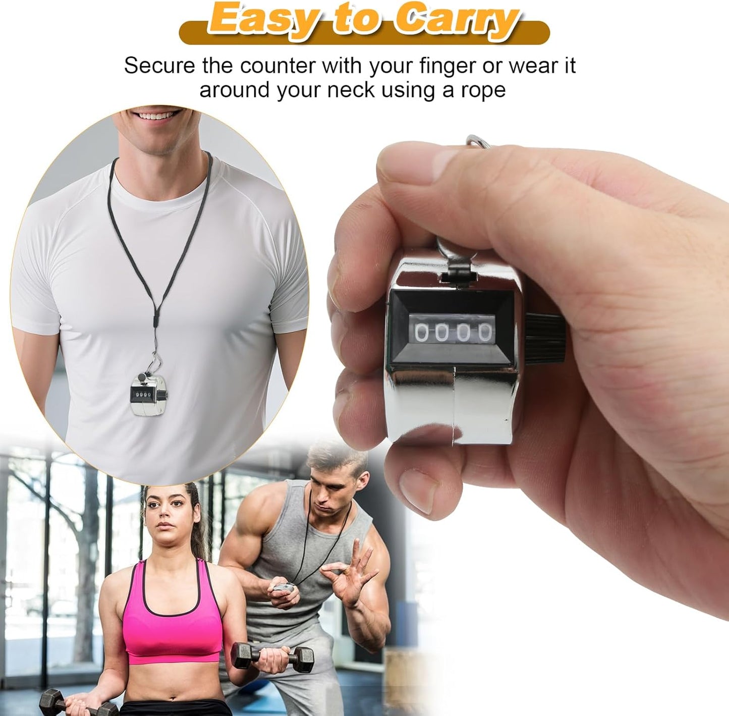 2 Pcs Clicker Counter, Hand Tally Counter with Large Display - Mechanical Pitch Counter Clicker for Baseball, Inventory, People Counting, Events, Gym Reps(Silver)