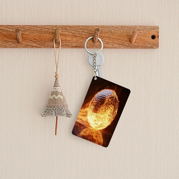 Astronaut Playing Golf Keychains Rectangular Acrylic Keychain Daily Key Ring - Image 6