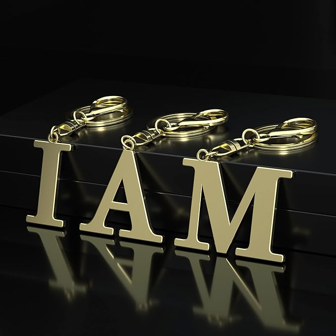 Stainless Steel Gold Letter A-Z Keychain - Image 5