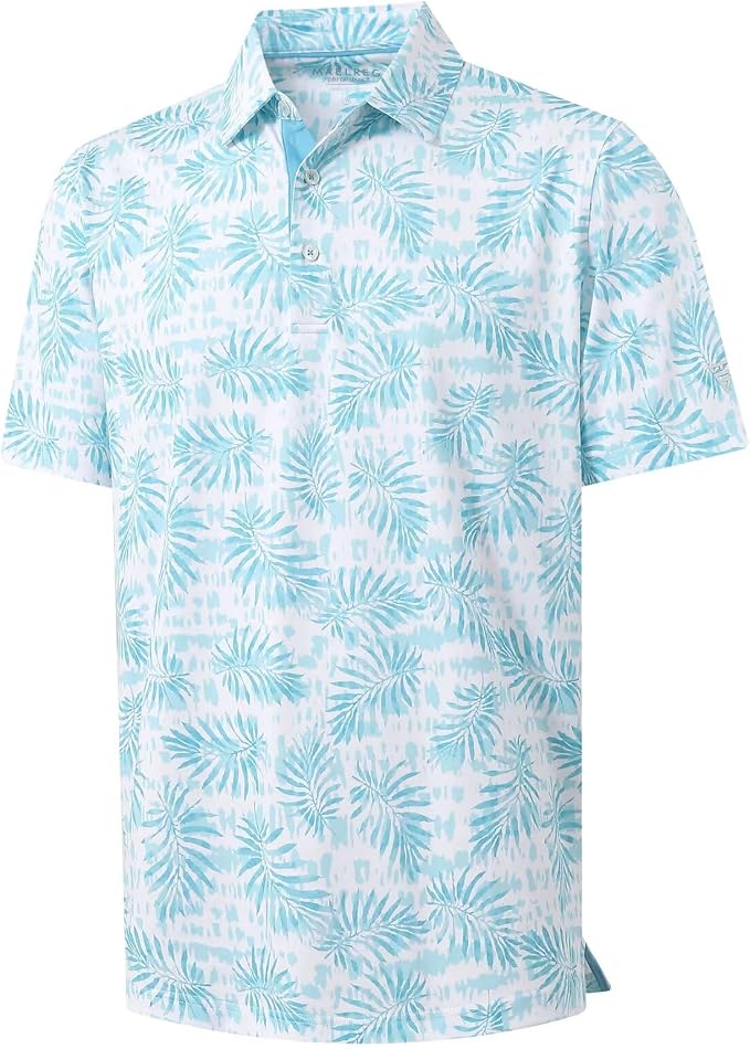 M MAELREG Mens Golf Shirt Short Sleeve Dry Fit Print Moisture Wicking by MAELREG