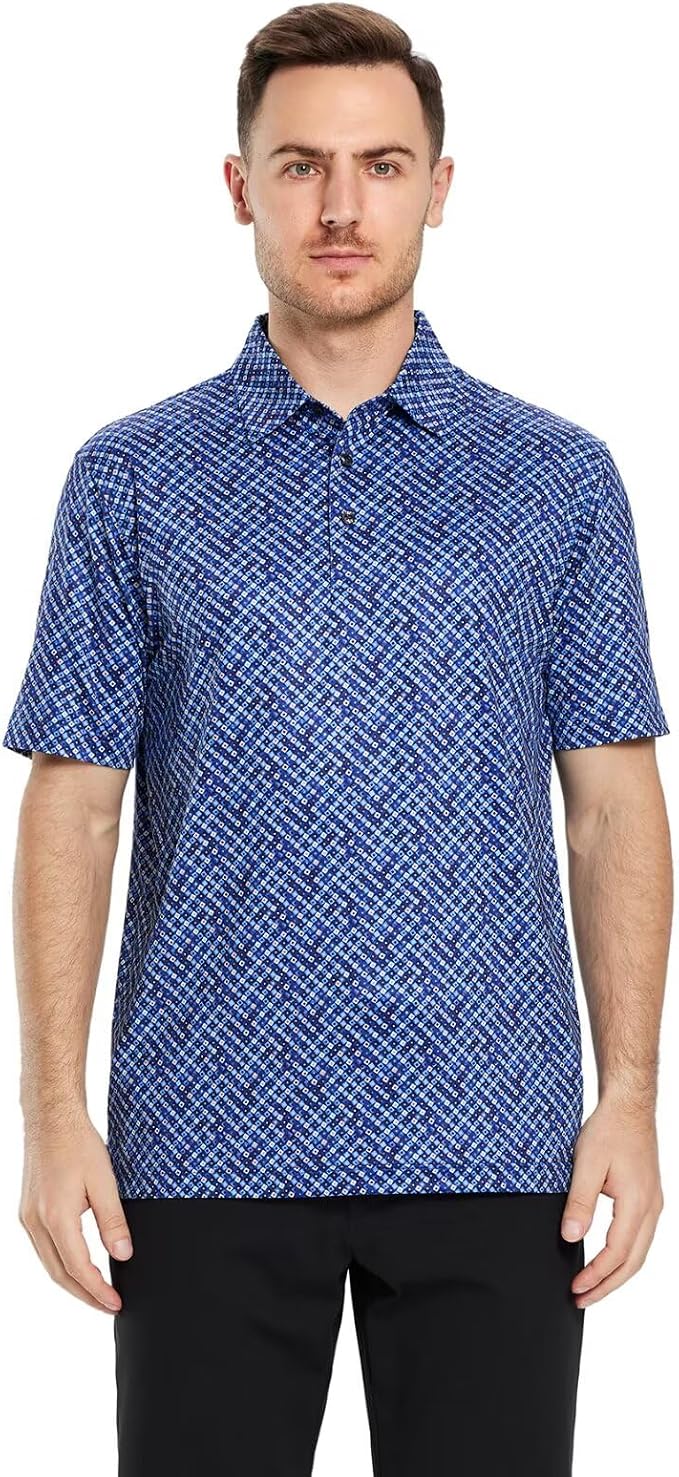 Golf Shirts for Men Dry Fit Short Sleeve Print Performance Moisture Wicking - Image 2