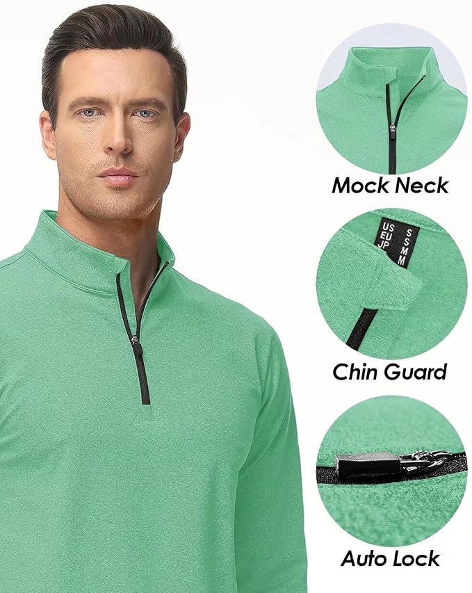 Boladeci Men's Quarter Zip Pullover Premium Fleece Lined Heather Long Sleeve - Image 4