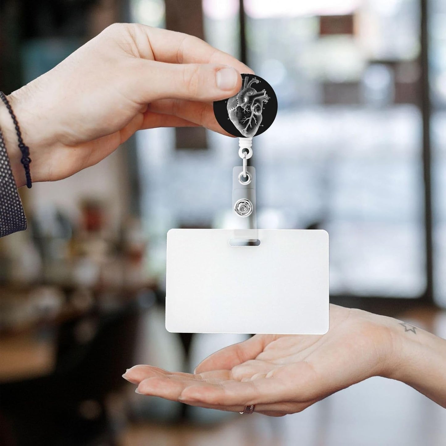 Heart Anatomical Cardiologist Badge Reels Retractable Badge Holder with Clip for Id Name Tag Office Worker Student Teacher Nurse Doctor