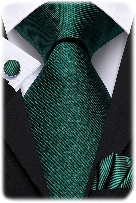 Hi-Tie Men 63inches Tie Set Extra Long Necktie Paisley Tie Pocket Suqare Cufflinks Big and Tall Men Tie