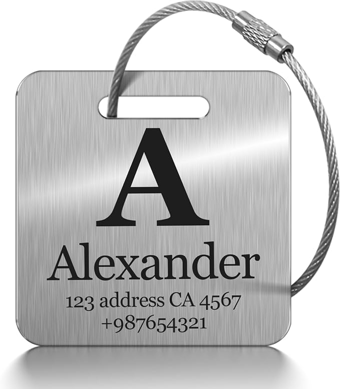 Customized Stainless Steel Luggage Tags: Personalize Your Suitcases, and Bags by PersonalizedPerfectionAwaits