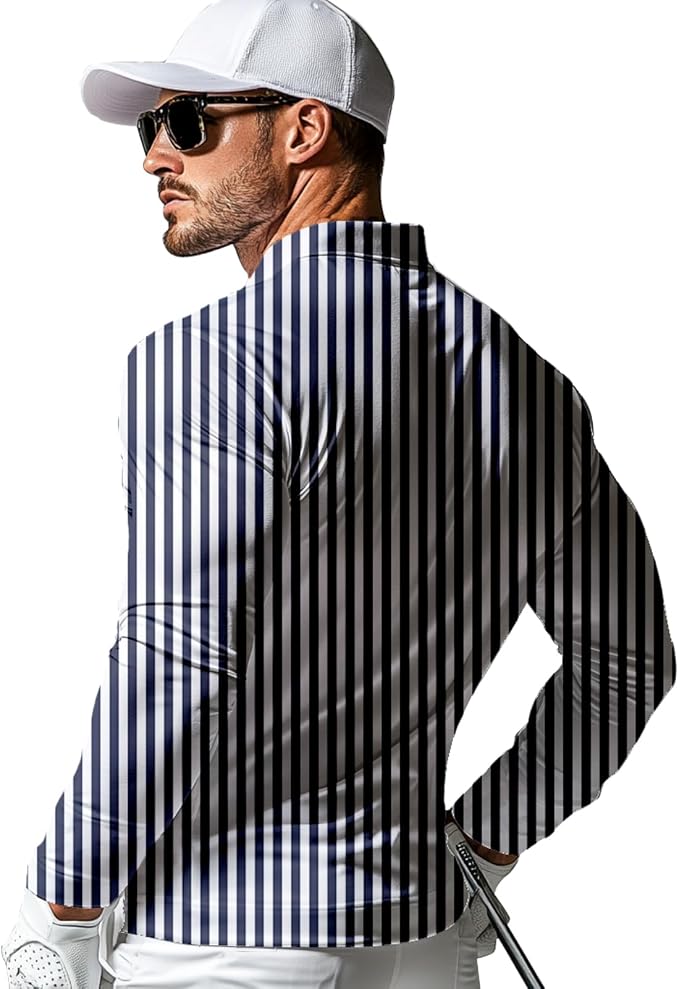 Men's Long Sleeve Golf Shirt Quick Dry 3 Button Work Fishing Outdoor Casual - Image 2