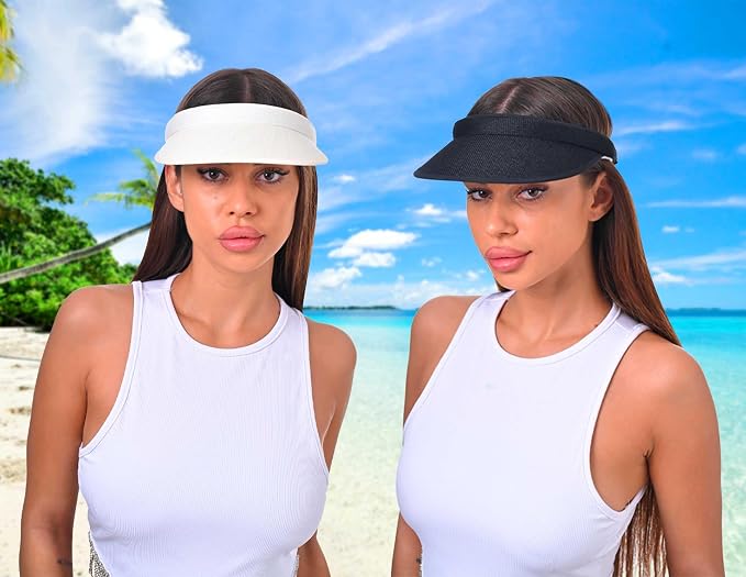 ​3 Pieces Clip On Visors Women Men Visor Sun Hats Hat Outdoor Sports Golf Beach - Image 2