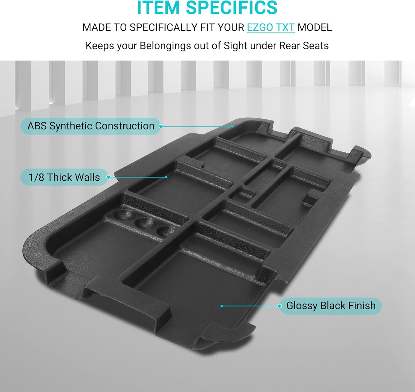 10L0L Golf Cart Under Seat Storage Tray Fits EZGO TXT, RXV, Club Car DS, Club Car Precedent, Yamaha G29, Electric Vehicle with Original Trojan Battery Underseat Organizer Container Holder Plate