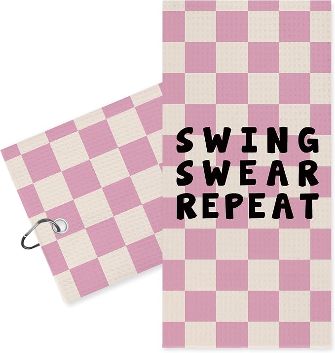 Pink Checkered Golf Towel by BCUANGD
