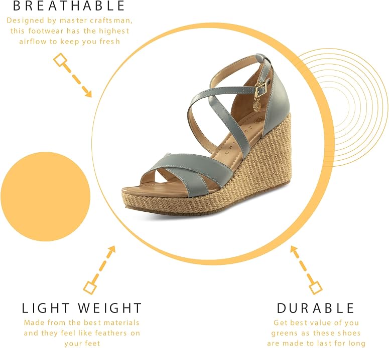 JATAREA Leather Wedge Sandals for Women | Women's Sandals Perfect for Summer - Image 4