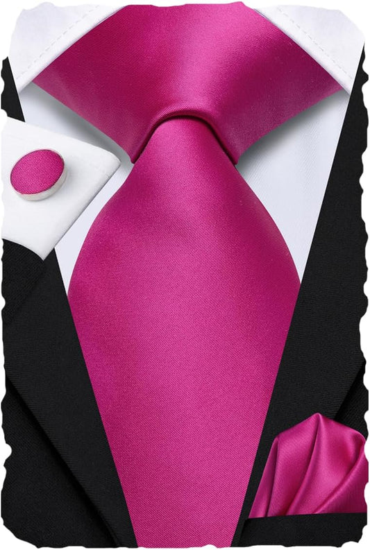 Hi-Tie Men 63inches Tie Set Extra Long Necktie Paisley Tie Pocket Suqare Cufflinks Big and Tall Men Tie