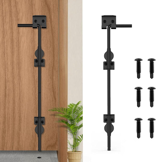 24" Cane Bolt Heavy-Duty Drop Rod for Gate, Heavy Duty Gate Latch for Wooden Fence Metal Gates, Vinyl Fence Gate Land Latch, Floor Latch for Fixing Door to The Ground, Black Coating, 1 Pack