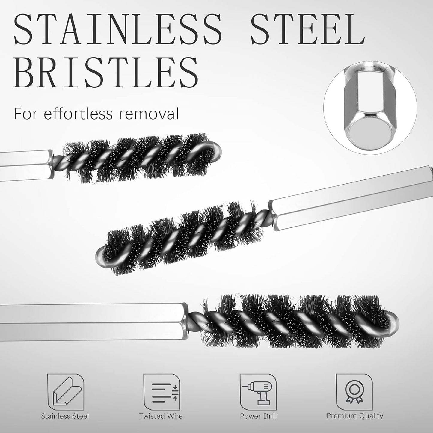 Hotop Golf Clubs Head Hosel Brush Golf Shaft Ferrules Brush Wire Brush Cleaning Tool Electric Drill Wire Brush for Iron and Wood (2 Pieces)