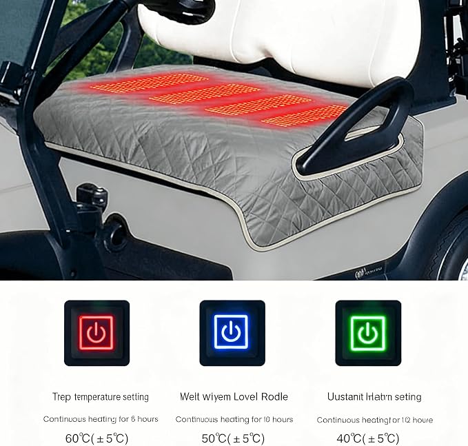 Heated Golf cart seat Cover, 3 Heating Levels and 4 Heating Zones, All-Weather - Image 6