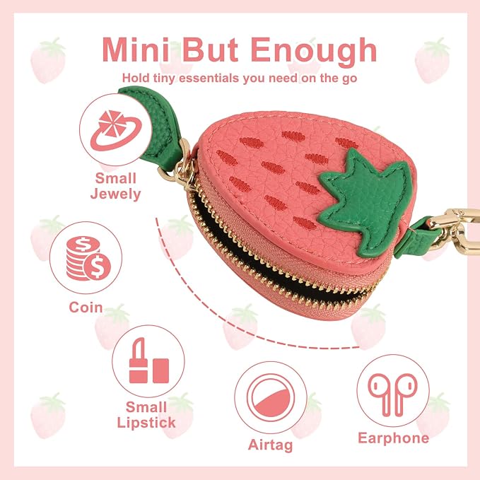 XSUIOY Orange Fruit Coin Purse Keychain Bag Charm, Mini Leather Coin Purse & - Image 4