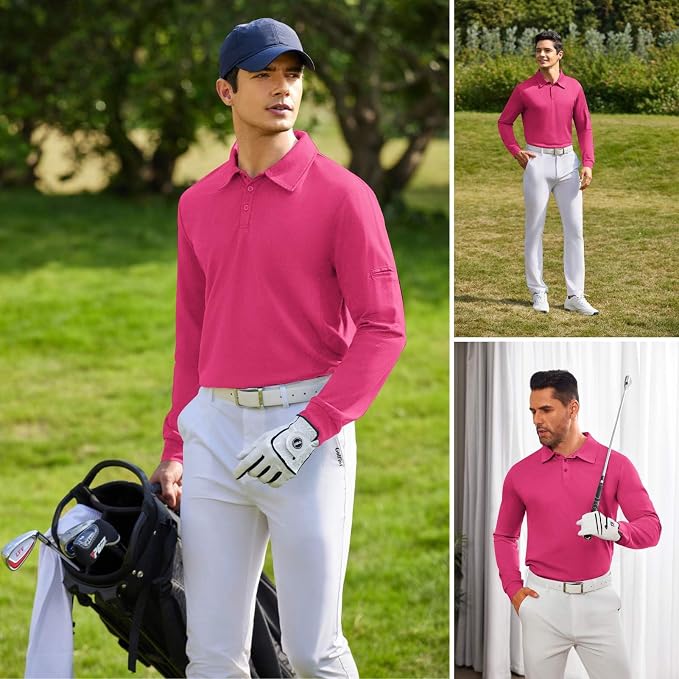 Deyeek Men's Polo Shirts Long Sleeve Golf Polo Shirts - Image 5