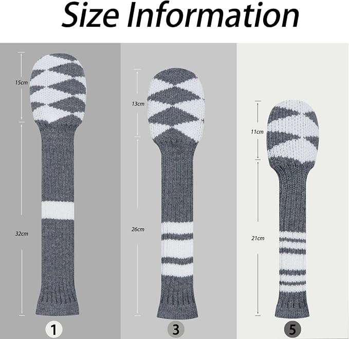 LeFeng 3Pcs Golf Club Covers, Knitted Golf Club Covers - Image 6