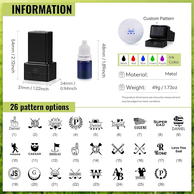 Personalized Golf Ball Stamp, Fast-Dry & Waterproof Ink Golf Ball Marker Stamp - Image 2