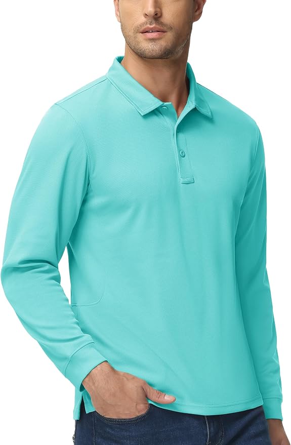 MAGCOMSEN Men's Polo Shirts 3 Button Quick Dry Performance Long Sleeve Tactical - Image 6