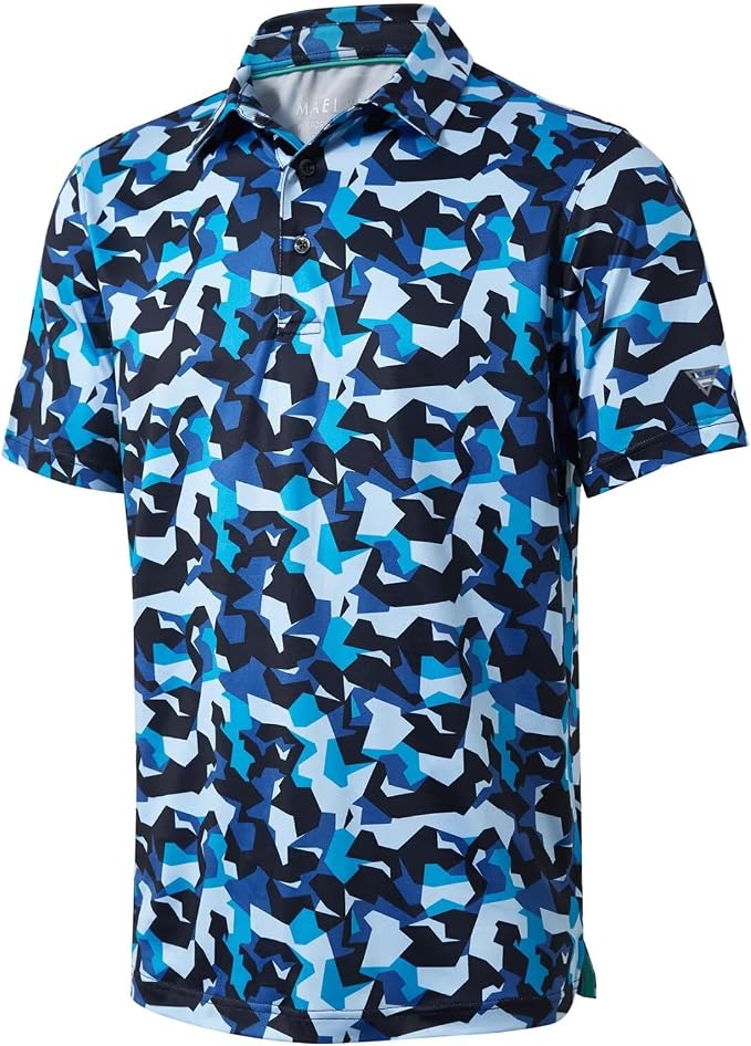 Golf Shirts for Men Dry Fit Short Sleeve Print Performance Moisture Wicking by MAELREG