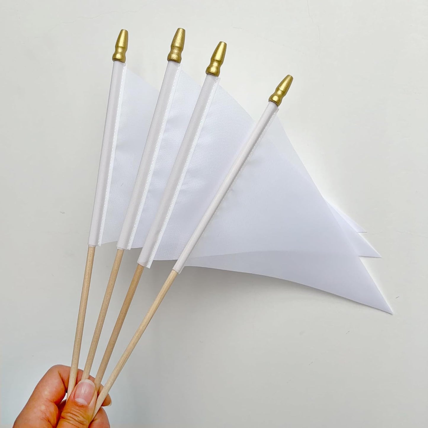 20 Pack Solid Color White Blank Pennant Flags on Wood Stick Small Mini Plain DIY Graffiti Flags,Decorations for Parades,Grand Opening,Kids Birthday,Sports Clubs,5x8 Inch