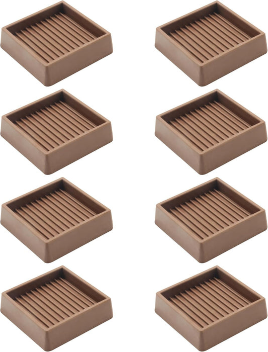 2.5X2.5 Rubber Caster Cups, Non Slip Furniture Pads, Anti-Slip Gripper, Anti Skid Furniture Feet, Anti Slide Floor Protector for Bed Couch Stoppers - 8 Pack Brown