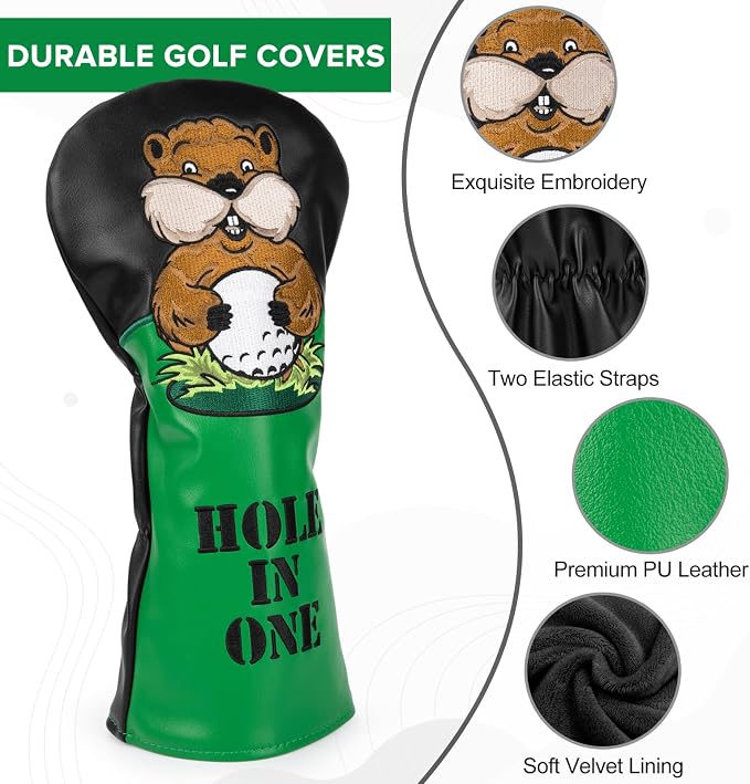 Golf Club Head Covers, Gopher Style Embroidery Golf Club Covers - Image 3