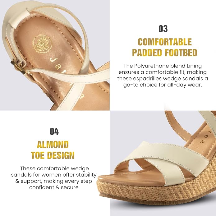 JATAREA Leather Wedge Sandals for Women | Women's Sandals Perfect for Summer - Image 5