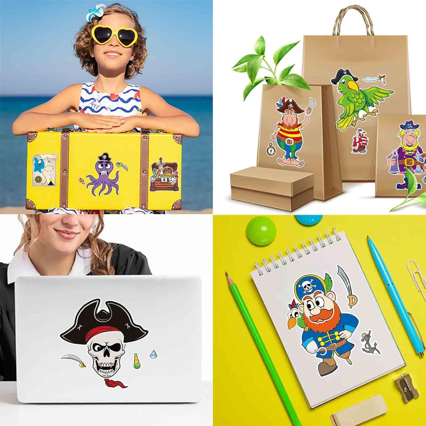 24 Sheets Pirate Stickers for Kids, Make Your Own Pirate Stickers, Make-a-face Stickers, Jolly Roger Stickers, Skull and Crossbones Stickers, Pirate Themed Party Decorations