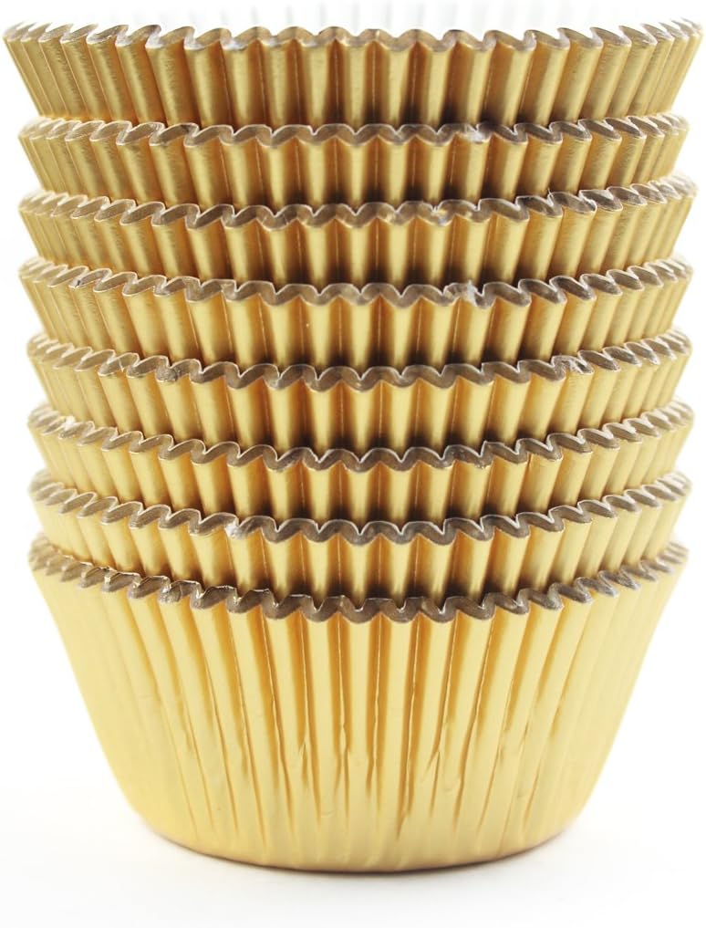 Eoonfirst Gold Foil Cupcake Case Liners Wrappers Baking Muffin Paper Cups 200 Pcs