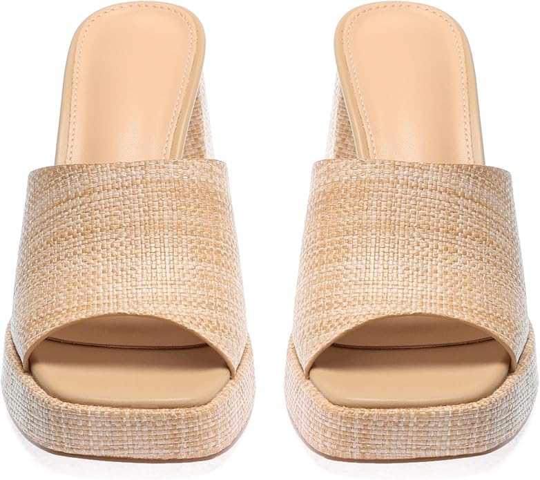 Monrovia Womens Sandals Heels for Women Slide On Block Chunky Platform High - Image 3