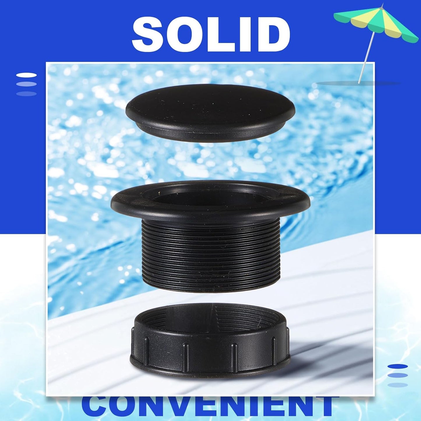 2 Sets Patio Table Umbrella Hole Ring Plug Cap Set, Outdoor Parasol Table Hole Cover Insert Thicker Patio Plug Ring for Outdoor, Yard, Garden(Black)