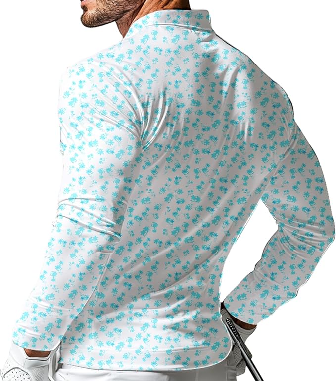 Men's Long Sleeve Golf Shirt Quick Dry 3 Button Work Fishing Outdoor Casual - Image 2