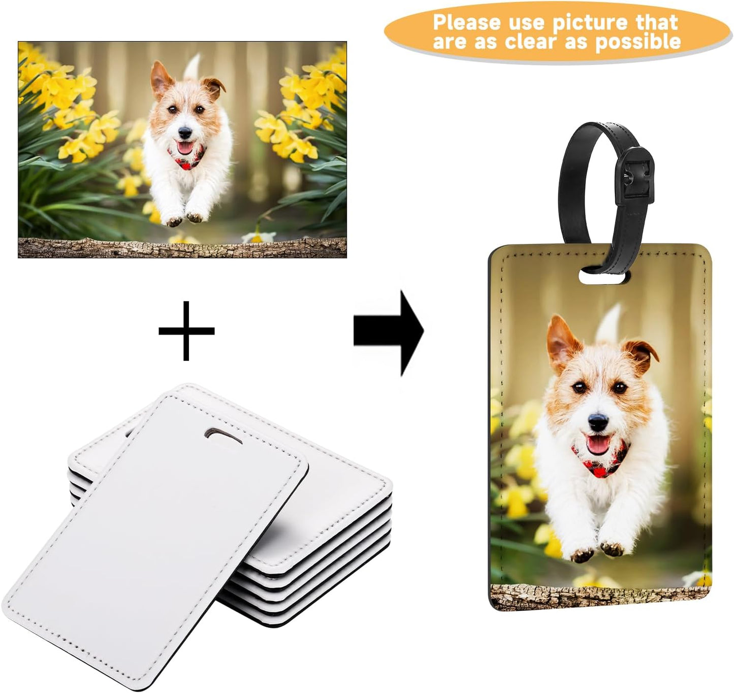 10 Packs Personalized Leather Luggage Tags for Suitcase, Custom Golf Bag Tag Travel Labels Name Identifiers with Strap for Women Men Customized Your Own Text Photo Logo