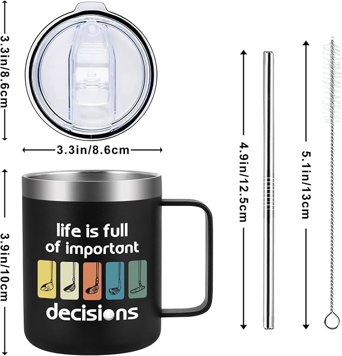 Lifecapido Golf Stainless Steel Coffee Mug, Life is Full of Important Decisions - Image 7
